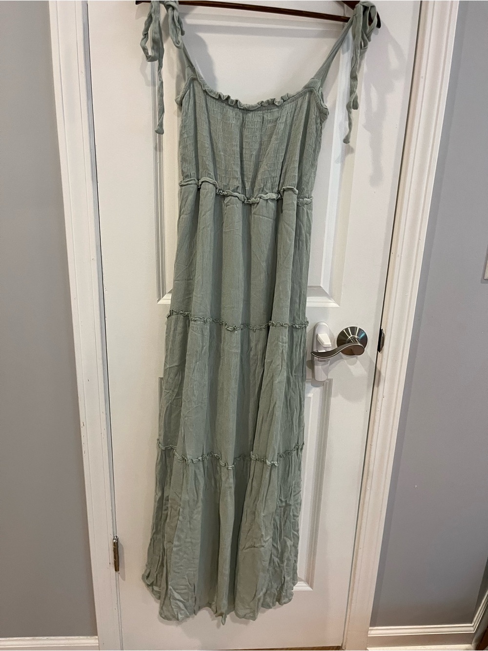 Sage Tie-Shoulder Tiered Maxi Dress - Picture 7 of 7
